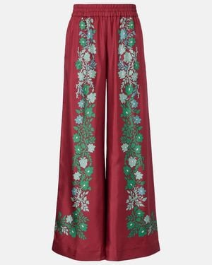 La DoubleJ Bedruckte Palazzo-Hose Aus Seiden-Twill - Rot