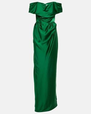 Vivienne Westwood Off-Shoulder Satin Gown - Green