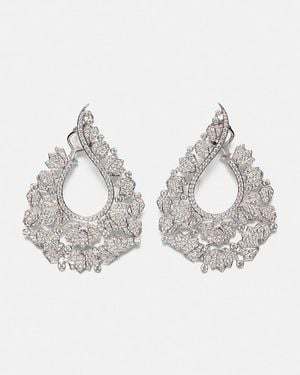 ANANYA Scatter Lotus 18Kt Earrings With Diamonds - Metallic