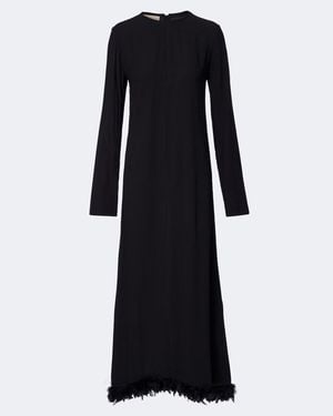 Plan C Feather-Trimmed Gown - Black