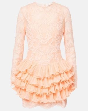 Zimmermann Crush Lace Frill Minidress - Orange