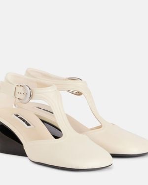 Jil Sander Leather Mary Jane Pumps - White