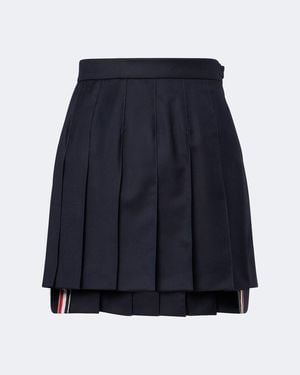 Thom Browne Pleated Wool Miniskirt - Blue