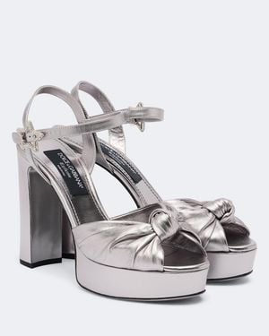 Dolce & Gabbana Verzierte Plateausandalen Aus Leder - Mettallic