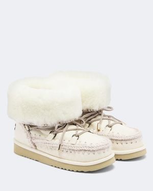 Mou Bottines 24 En Cuir Et Shearling - Blanc