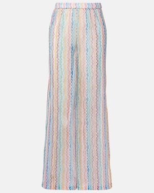 Missoni Zigzag Sheer Wide-Leg Pants - White