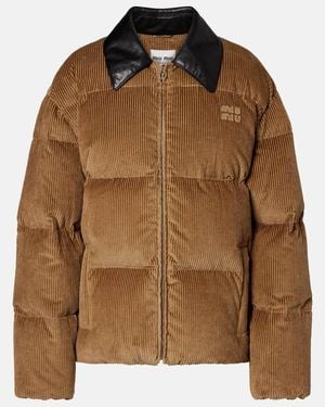 Miu Miu Cotton Corduroy Down Jacket - Brown