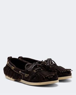 Golden Goose Embellished Suede Boat Shoes - Black