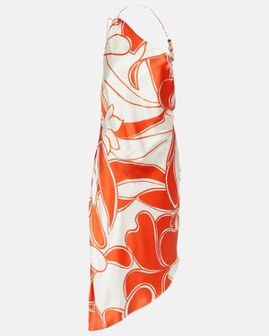 SIR. Ramona Printed Silk Midi Dress - Red