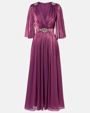 Costarellos Embellished Lurex Georgette Gown - Purple