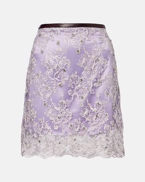 JACQUES WEI Minifalda De Encaje Con Cristales - Morado