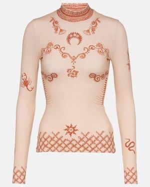Marine Serre Henna Print Top - Blue