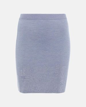 JW Anderson Embellished Wool Miniskirt - Blue