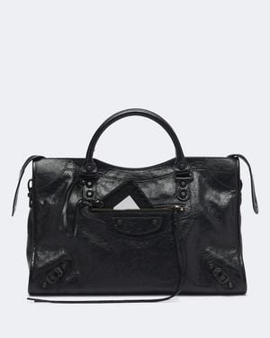 Balenciaga Le City Medium Leather Top-Handle Bag - Black