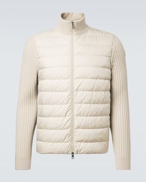 Moncler Cardigan Matelasse En Laine - Neutre