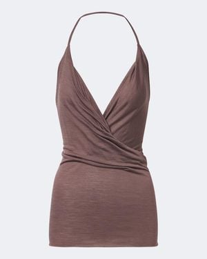 Rick Owens Draped Wool And Silk Top - Purple