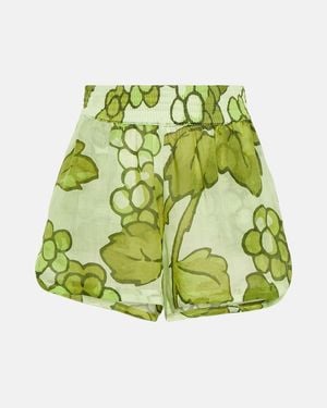 Etro Printed Ramie Shorts - Green