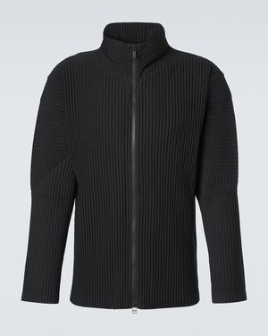 Homme Plissé Issey Miyake Basics Pleated Zip-Up Cardigan - Black