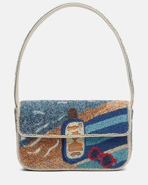 STAUD Tommy Beaded Shoulder Bag - Blue