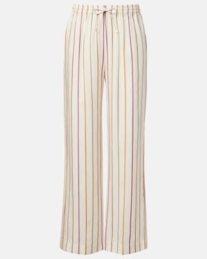 Asceno Aria Striped Straight Trousers - Natural