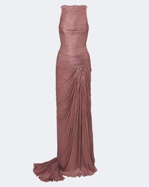 Marmar Halim Vestido De Fiesta De Saten Plisado - Morado