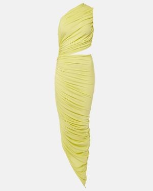 Alaïa Ruched Cutout Jersey Gown - Yellow