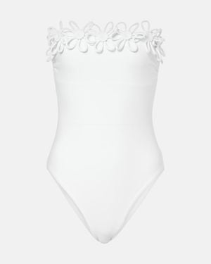 Karla Colletto Hana Embroidered Bandeau Swimsuit - White