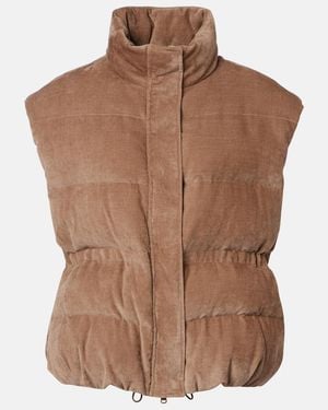 Brunello Cucinelli Chaleco Acolchado De Pana Con Cuentas Monili - Marrón