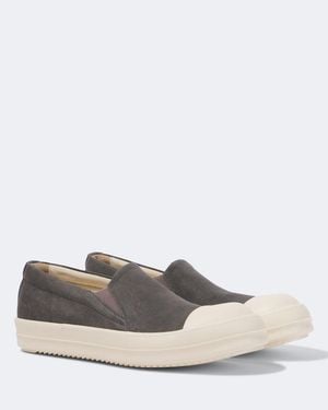 Rick Owens Boat Denim Slip-On Trainers - White