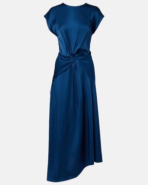 Victoria Beckham Aria Gathered Midi Dress - Blue