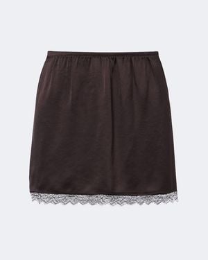 Leset Barb Lace-Trimmed Satin Miniskirt - Black
