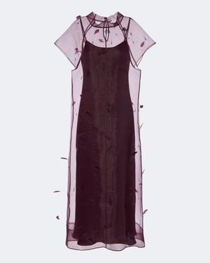 Jonathan Simkhai Midikleid Pauline Aus Organza Mit Federn - Lila