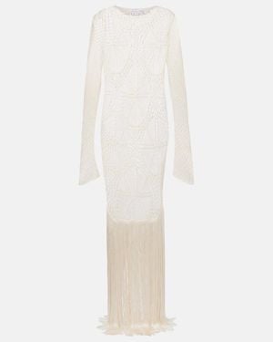 Stella McCartney Fringed Crochet Maxi Dress - White