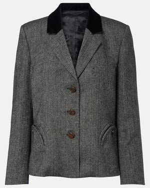 Blazé Milano Shelley Wool-Blend Tweed Blazer - Black