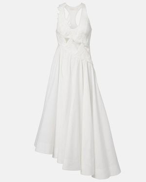 Zimmermann Midikleid Luna Aus Baumwolle - Weiß