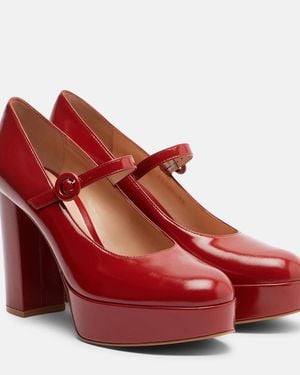 Gianvito Rossi Patent Leather Mary Jane Court Shoes - Red