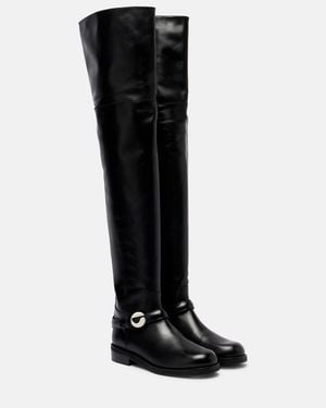 Coperni Logo Leather Over-The-Knee Boots - Black