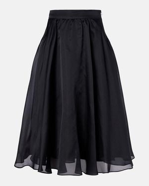 Max Mara Calle Silk Midi Skirt - Black