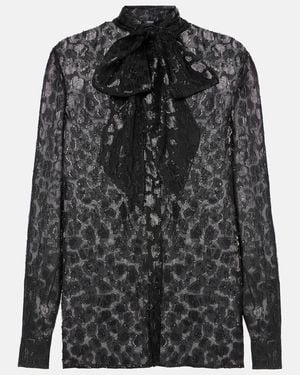Versace Jacquard Satin Blouse - Black