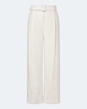 Eleventy Belted Wool And Cashmere Wide-Leg Pants - White
