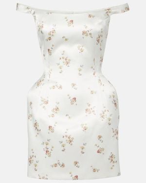 Magda Butrym Floral Off-Shoulder Silk Minidress - White