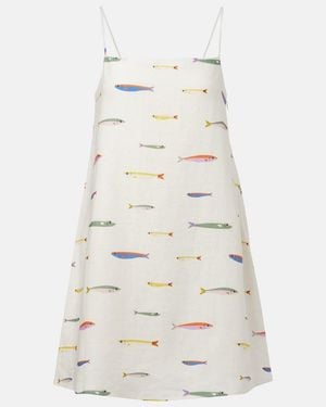 STAUD Laura Printed Cotton Minidress - Natural