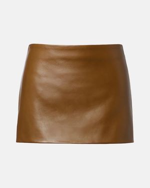 KHAITE Jett Leather Miniskirt - Natural