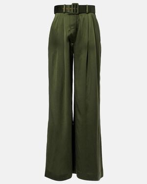 Zimmermann Silk Wide-Leg Trousers - Green