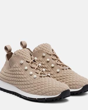 Jimmy Choo Veles Faux Pearls Embellished Sneakers - Natural