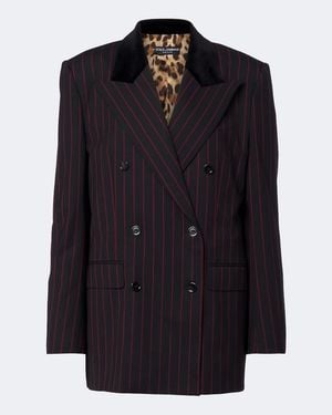 Dolce & Gabbana Chalk Stripe Wool And Cotton-Blend Blazer - Blue