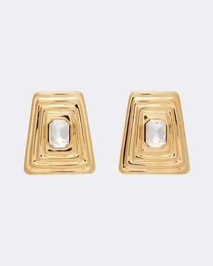 Alessandra Rich Crystal-Embellished Clip-On Earrings - Metallic