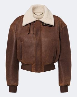 Gucci Chaqueta De Piel Con Borrego - Marrón