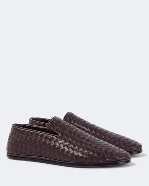 Bottega Veneta Sunday Intrecciato Leather Slip-On Shoes - Brown