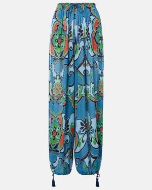 Etro Printed Wide-Leg Trousers - Blue